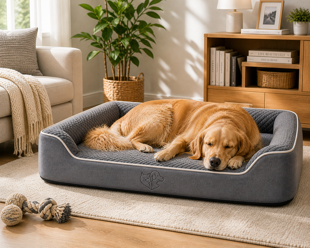 Premium Orthopaedic Memory Foam Dog Bed – Anti-Slip Base & Washable Cover (Large 90cm)