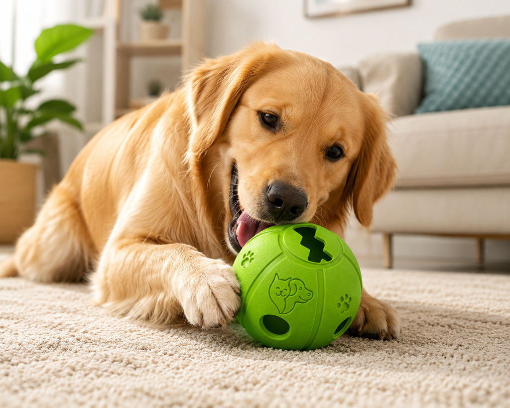 Durable Rubber Dog Treat Ball – Interactive Bouncy Chew Toy for Dogs