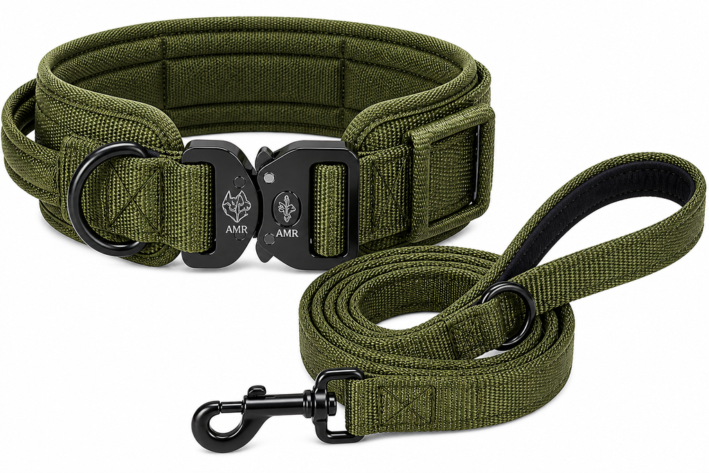 Premium Tactical Dog Collar & Leash Set – Military Style, Strong & Adjustable Nylon