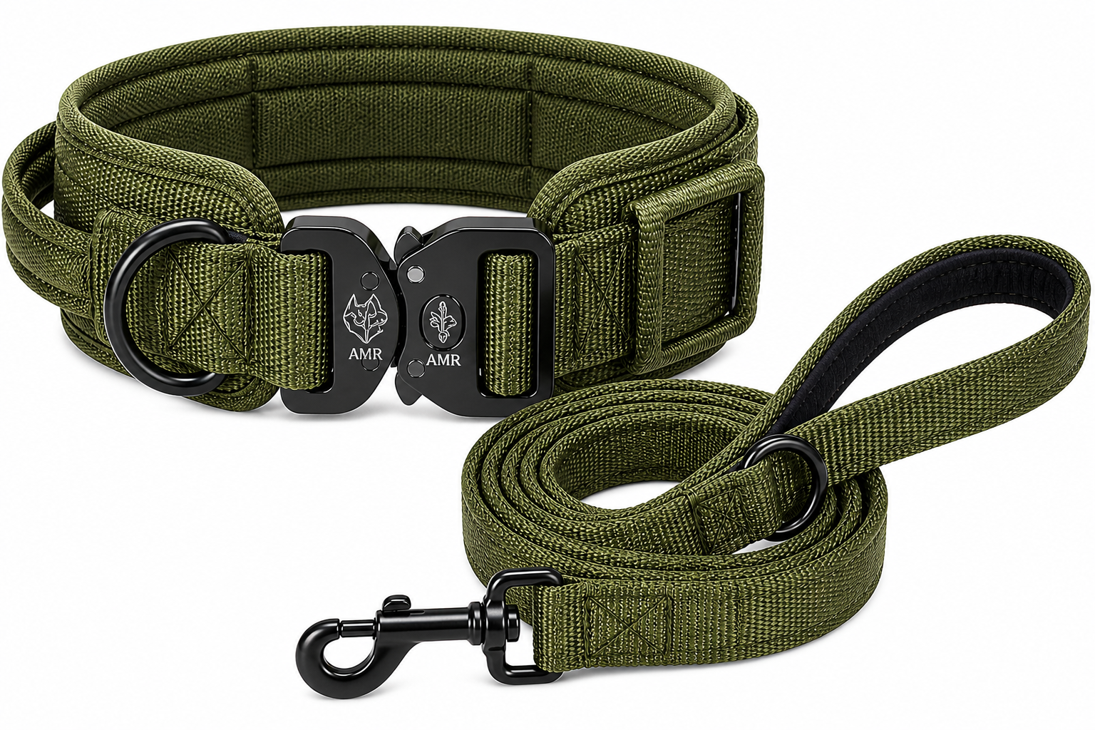 Premium Tactical Dog Collar & Leash Set – Military Style, Strong & Adjustable Nylon