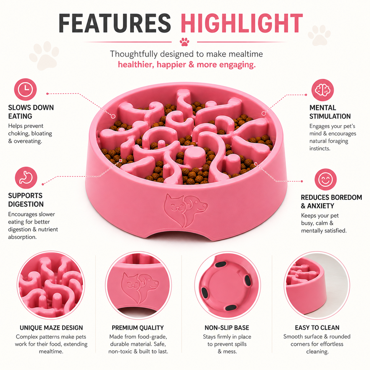 Premium Slow Feeding Dog Puzzle Bowl – Interactive Mental Stimulation Toy