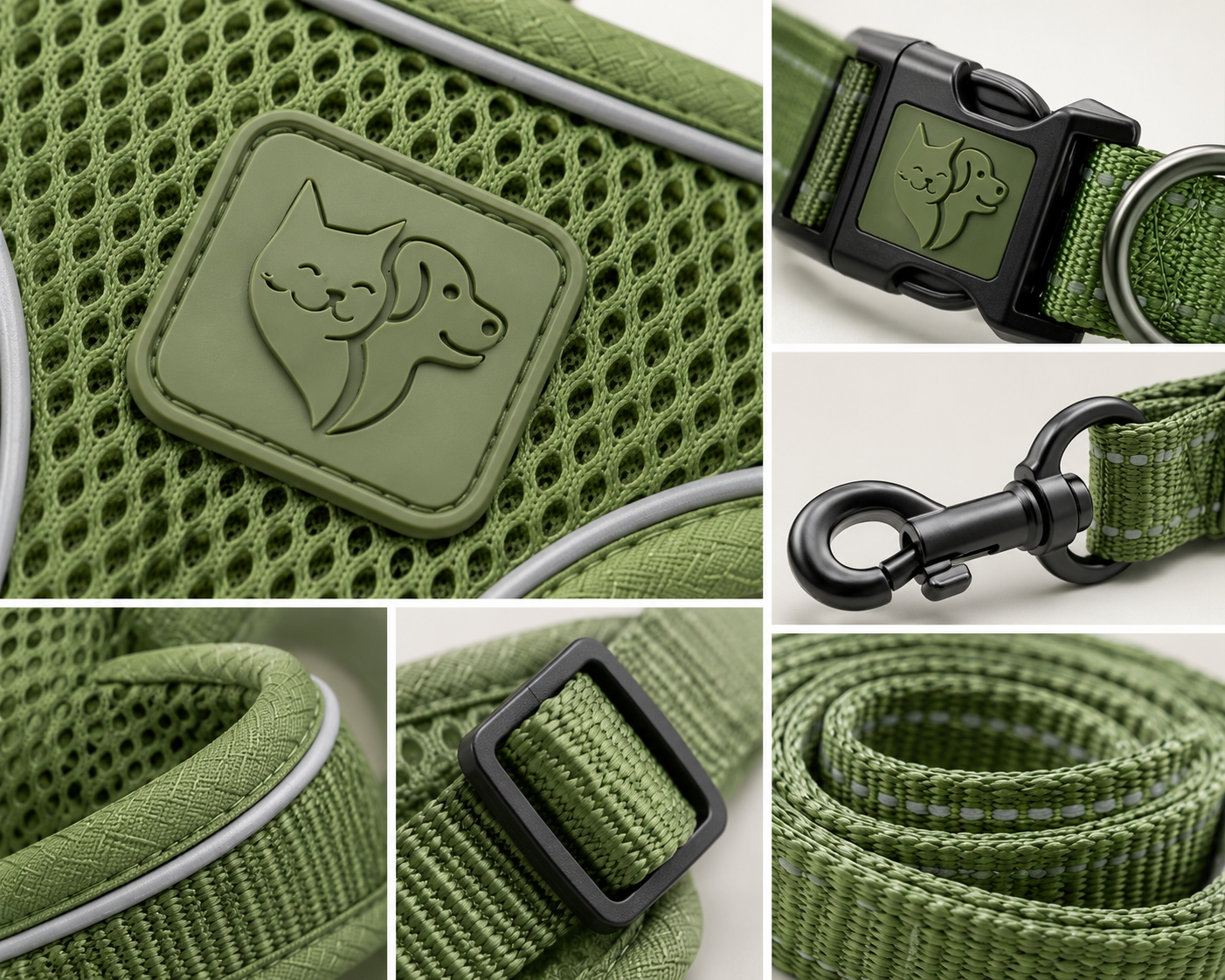 Premium Breathable Dog Vest Harness Set with Matching Collar & Lead