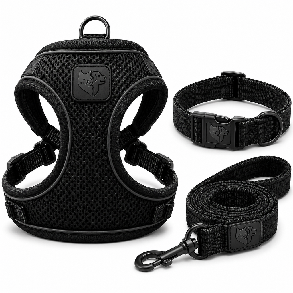 Premium Breathable Dog Vest Harness Set with Matching Collar & Lead
