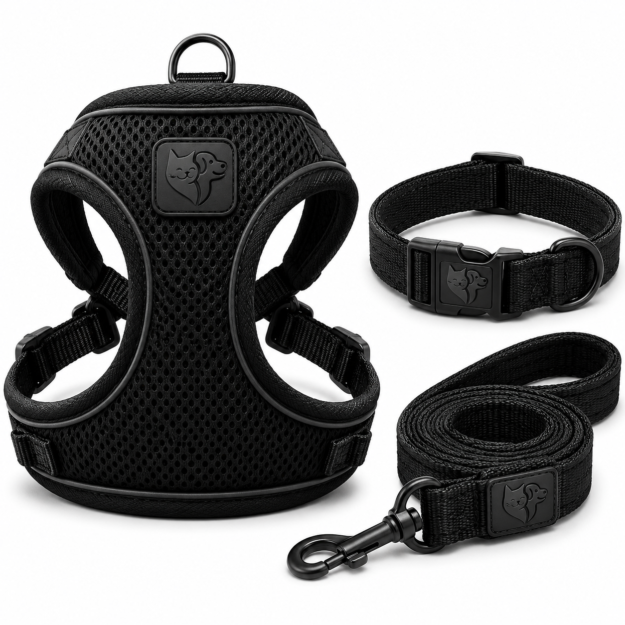 Premium Breathable Dog Vest Harness Set with Matching Collar & Lead